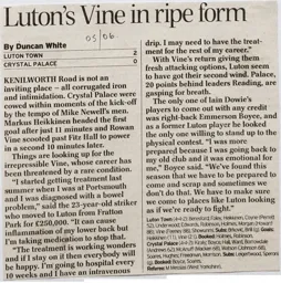 Match Report: Luton Town FC vs Crystal Palace (26th Nov 2005)