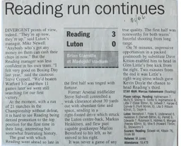 Match Report: Reading vs Luton Town FC (3rd Dec 2005)