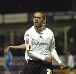 Rowan Vine celebrates his goal