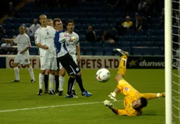 Rowan Vine watches as Lewis Emanuel`s shot beats Brad Jones for the only goal of the game