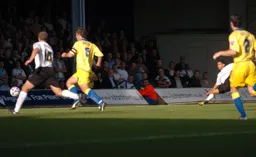 Carlos Edwards scores his and Town`s first goal of the afternoon