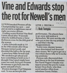 Match Report: Luton Town FC vs Preston North End (2nd Dec 2006)