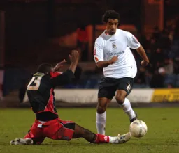 Richard Langley gets past Stefan Bailey