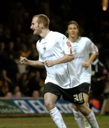 A happy looking Drew Talbot after the scoring the second goal