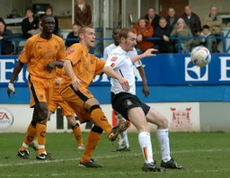Drew Talbot looks to hold the ball up