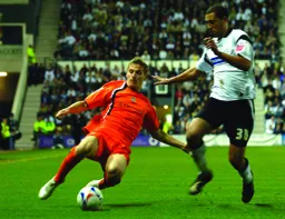 Besian Idrizaj at full stretch