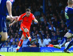 David Bell tries his luck with a long range effort