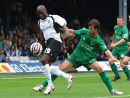 Paul Furlong taking on the Rovers defence