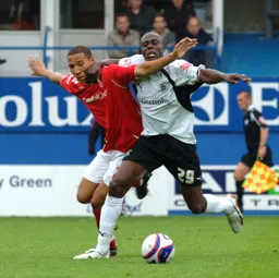 Paul Furlong battling for possession