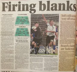 Match Report: Luton Town FC vs Carlisle United (6th Nov 2007)