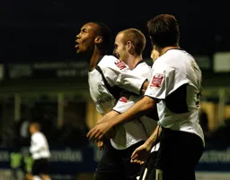 Calvin Andrew celebrates his goal