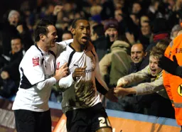 Calvin Andrew celebrates scoring the winner