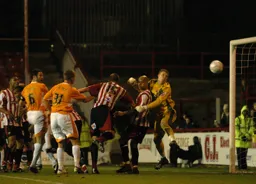 Chris Coyne heads home the first goal