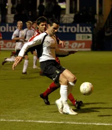 Matthew Spring holds the ball up