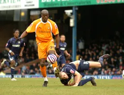 Paul Furlong leaves his marker tumbling