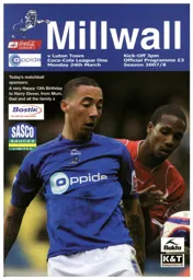 Programme: Millwall vs Luton Town FC (24th Mar 2008)
