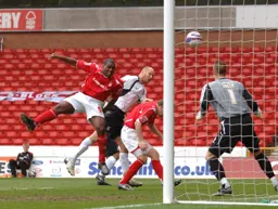 Sam Parkin doing his best to get a header on target