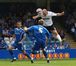 Sam Parkin heads in the only goal of the game
