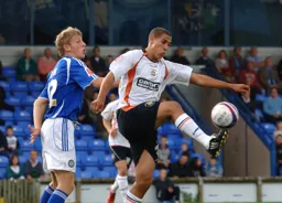 Ryan Charles controls the ball