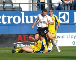 Mark Pugh tries to dig the ball out
