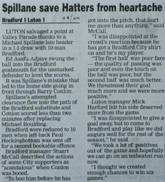 Match Report: Bradford City vs Luton Town FC (4th Oct 2008)