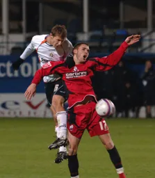 Rossi Jarvis gets his head to the ball