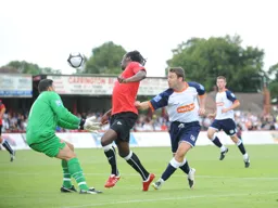 Kevin Gallen gives the Kettering defence a worrying moment