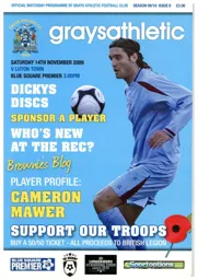Programme: Grays Athletic vs Luton Town FC (14th Nov 2009)