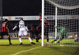 Janos Kovacs out of picture has just headed in Town`s first goal