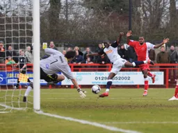 Claude Gnakpa goes close to scoring