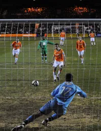 Tom Craddock gives the Town a 1-0 lead from the penalty spot