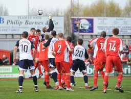 The Tamworth goal comes under pressure