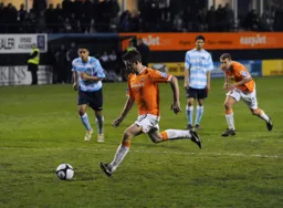 Tom Craddock completes his hat-trick scoring Town`s sixth goal from the penalty spot