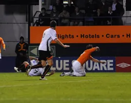 Danny Crow hits the deck to earn the town a penalty