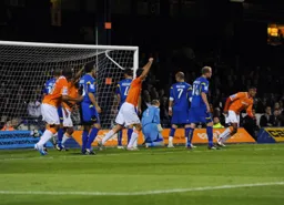 George Pilkington turns away as he puts the Hatters 1-0 up