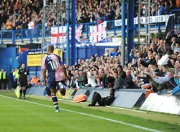 Taiwo Atieno celebrates our third goal, his first for the Town