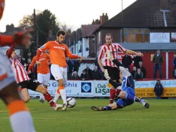 Alex Lawless scored his first Luton goal in a 1-0 win at Moss Lane