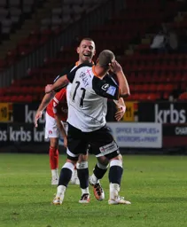 Andy Drury and Keith Keane celebrate the second goal