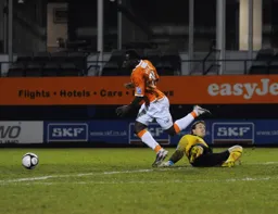 York keeper trips Gnapka and is sent off which leads to an easy 5-0 victory for the Town