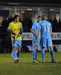 Reserve keeper dons the gloves to the bemusement of future Hatter Jonathan Smith who will join the keeper in being sent off later