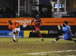 Claude Gnapka scores the first for Luton