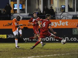 Lloyd Owusu scores his first goal for the Town as he added the Towns second