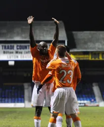 Lloyd Owusu in full raise the roof mood as he left Darlington quaking