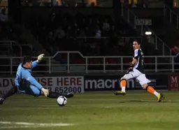 Robbie Willmott slots the winning goal and twirls away to celebrate