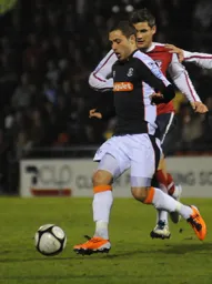 Robbie Willmott leads a break at the stadium recently renamed from Kit Kat Crescent