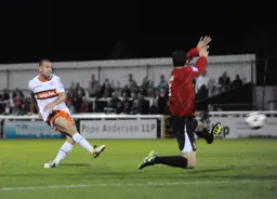 Keith Keane hits a powerful shot at goal