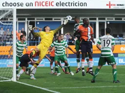 Will Antwi just fails to make contact with the ball