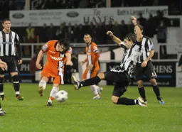 John-Paul Kissock attempts a shot at goal