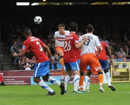 Janos Kovacs heads goalwards