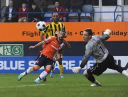 Stuart Fleetwood`s shot beats Scott Davies but is off target